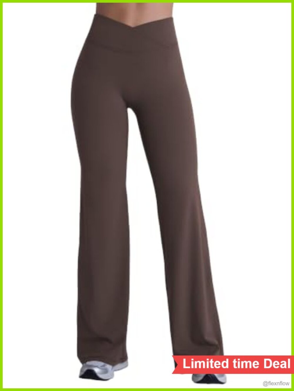 Crossover Flare Leggings High Waist No Front Seam Wide Leg Pants